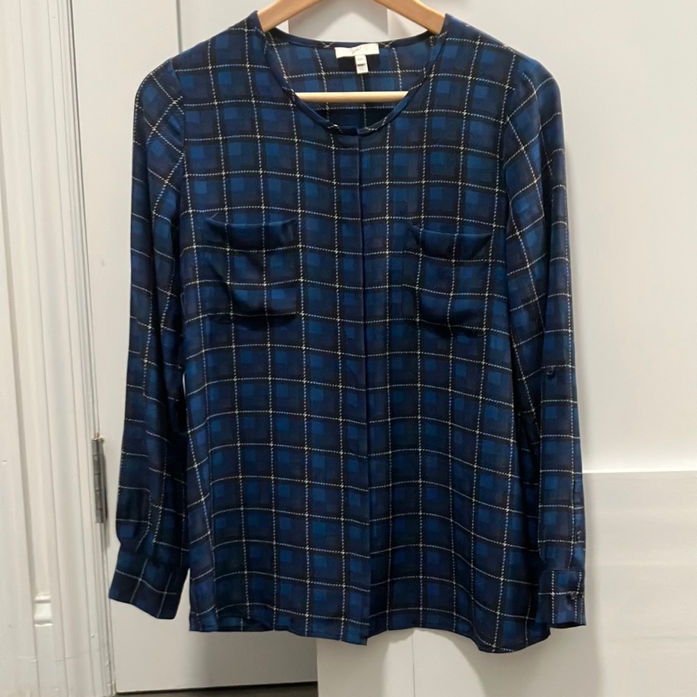 Joie Silk Button Down Patterned Blouse Size Xxs - image 2